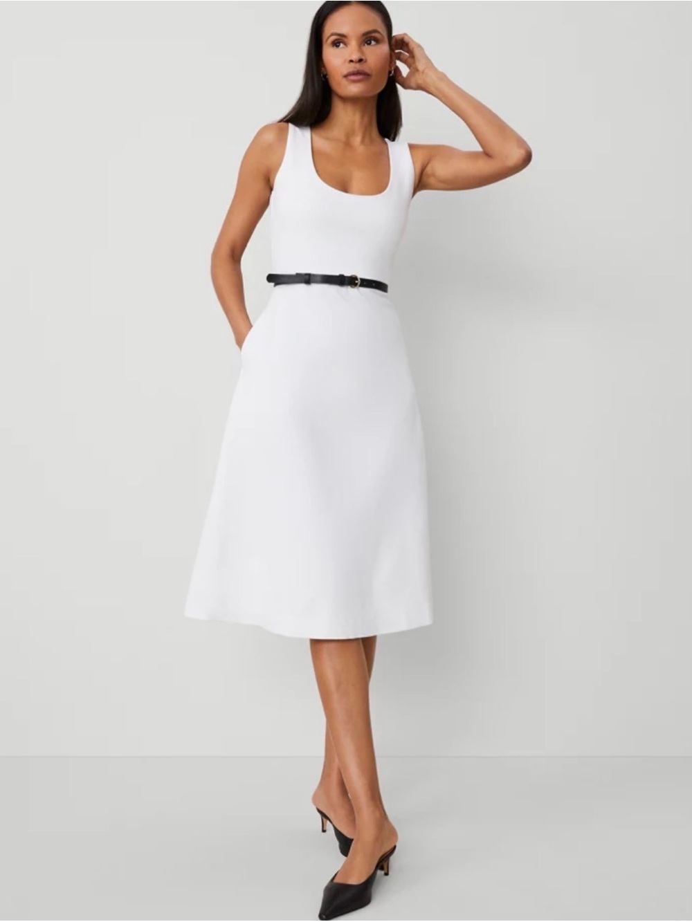Ann Taylor White Sleeveless A-Line Dress